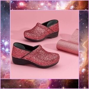 WiDE Pink Glitter Dansko Pro XP Clog Wicked Glinda Bling Sparkle Twinkle 36 40